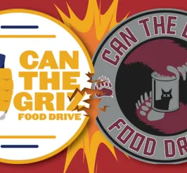 an illustration advertising a food drive competition between two ymcas